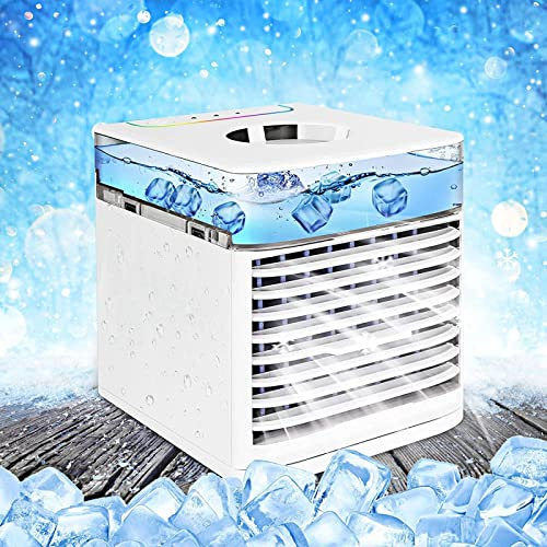 Ventilador para Coche Aire Frio, Enfriador De Aire 4 En 1 Aire Acondicionado Portatil Sin Ruido, Dispositivo De Enfriamiento Personal Aire Acondicionado Movil, para El Hogar Y La Oficina