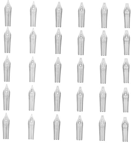 STOBOK 30pcs Fountain Pen Nibs Set Replacement Pen Nibs Calligraphy Supplies for Drawing and Signature