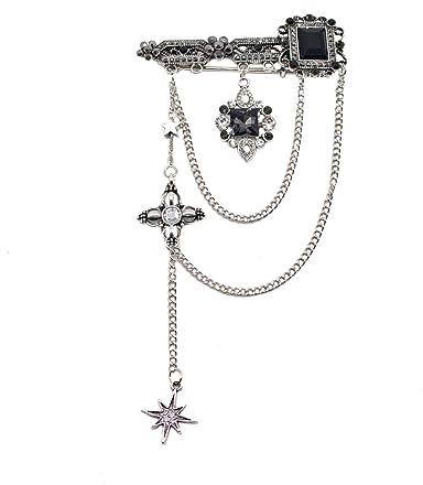 YAHOYA Broche Pendentif Dark Tassel pour Homme Femmes Vintage Strass Broches Baroques Punk Stay Gothique Harajuku Streetwear Bijoux Badge