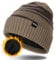 Wmcaps Wintermütze Herren, Thermo Winter Beanie Mütze Herren und Damen, Weiche Wollmütze mit Bündchen, Gestreifte Strickmütze Warme Stretchy Dickem Plüsch Ski Mütze Männer(Khaki)