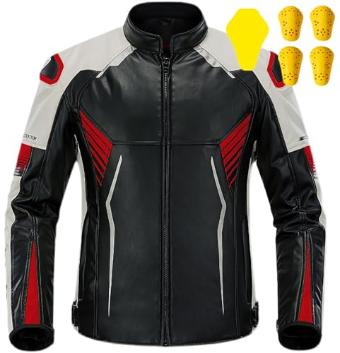 Kcolic Men's Motorcycle Leather Jacket Approved with Protections Retro Chopper Jacket - with Real Biker CE Armor Protection for Autumn Winter All Season Waterproof Windproof B,XL.