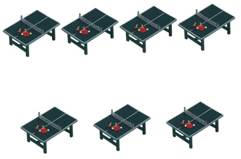 ibasenice 7 Sätze Mini-tischtennisplatte Sportzubehör Für Puppenstuben Mini-sportartikel Mini-sportspielzeug Miniatur-tischtennisspielzeug Miniatur-Pong Tischtennis Tisch Kind Suite Harz