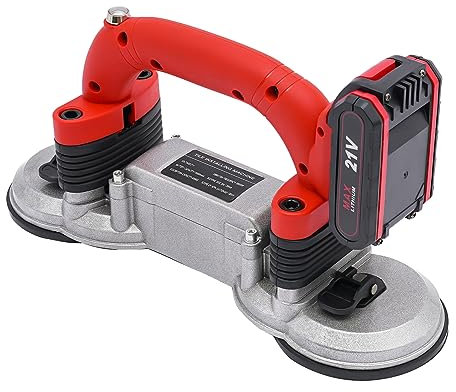 Tile Vibrator Leveling Machine 6 Speed Adjustable Tile Laying Machine Tile Tiling Vibrator Leveling Machine for Engineering and Use of The House, Red, 2 Electricity, 1 Charger