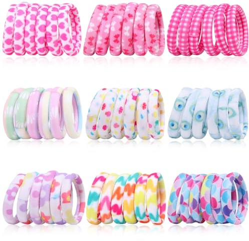 Anezus 54-teiliges Set Haargummis für Mädchen und Frauen, Nylon, schadenlose elastische Haarbänder, Pferdeschwanzhalter, weiche Haargummis, Haarschmuck für dickes, glattes, lockiges Haar, mehrfarbig