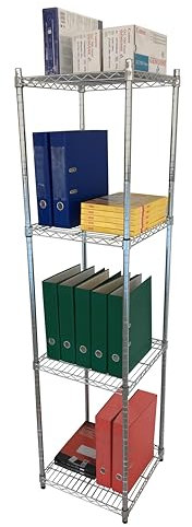 Generico Scaffale in metallo cromato 180cm, con 4 ripiani