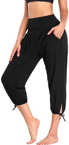 Yogahose Damen 3/4 Elegante High Waist Jogginghose Damen Hose Damen Schwarz Wide Leg Hose Jogginghose GroßE GrößEn Jeans KurzgrößE Damen Freizeithose High Waist Hose Locker Luftige Mit Taschen