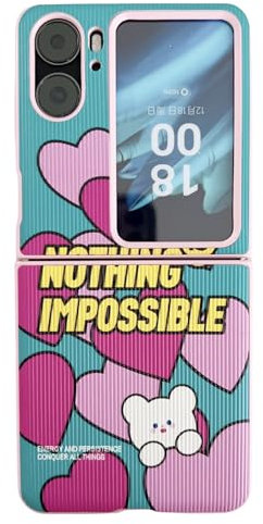BLOTECH Coque PC intégral pour Oppo Find N2 Flip Étui Ultra-Mince Coque Etui 360°Protection Housse Full Couverture 2 en 1 Hybride Mince PC Housse Étui Bumper pour Oppo Find N2 Flip,Pink Love Bear