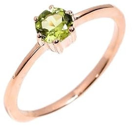 Sterling Silber Ring für Frauen Männer, Ring mit Stein natürliche Peridot Ring Hochzeit Verlobungsring handgemachte Verlobungsring R-050-24-6Rose Gold