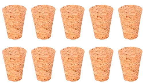 Tradineur - Pack de 10 tapones cónicos de corcho para cerrar botellas de cristal, botes, frascos, vino, aceite, bares, restaurantes, hogar - 23 x 14 x 30 mm