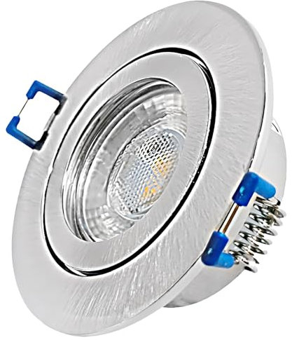LED Bad Einbaustrahler 230V inkl. 1 x 5W LED LM Farbe Eisen geb. IP44 LED Einbauleuchte Neptun Rund Warmweiss Feuchtraum Dusche Vordach Innen oder Aussen geeignet Rostfrei LED Austauschbar