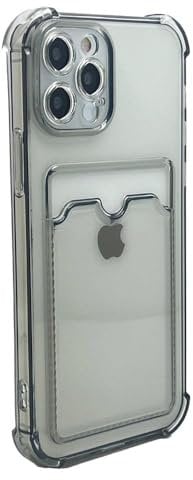 OLIVIA'S PHONES Cases For iPhone 12 Pro Max (6.7) Clear Smokey Black Card Holder Tough Protective Smartphone Case Cover