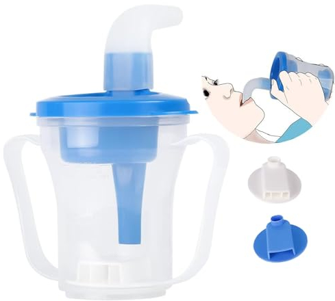 Tazza per bere con regolazione della disfagia per anziani con difficoltà a deglutire Previene il soffocamento A prova di rovesciamento con cannuccia Eroga 5 cc o 10 cc di liquido ogni volta Non viene