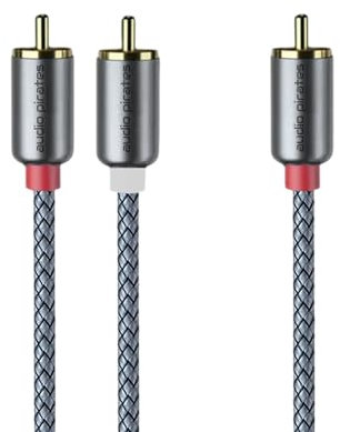 audio pirates Cable RCA de alto rendimiento, 2 x 1, también utilizable como 1x1, calidad de sonido brillante, muy duradero/cable coaxial, cable RCA, subwoofer/amplificador/HiFi y cine en casa (1
