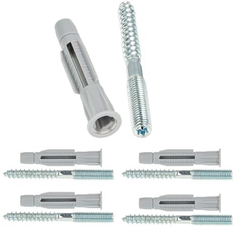 tecuro Stockschraube, Schraube zum Befestigen von Rohrschellen/Kabelkanälen/Regalen uvm., Metrischer Bolzen und Holzschraube M 10 x 80 mm zur Wandmontage, inkl. Dübel - VPE 5 Stück