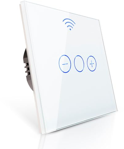 PULSAR WLAN WiFi Dimmschalter 1 Fach Glas, Smart Touch Lichtschalter kompatibel mit Alexa, Google Assistant, Touch Schalter Unterputz Weiß Smart Life App-/Sprachsteuerung Alexa Zubehör