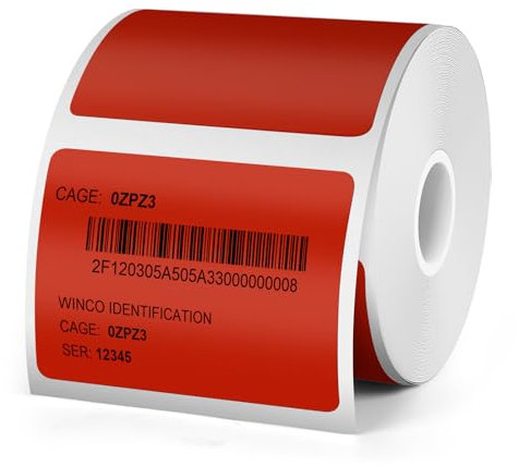 YIKIADA Rot Thermo Etiketten 30 × 40 MM Vinyl Selbstklebend Rechteckig Wasserdicht Aufkleber Kompatibel mit M110/M220 300 Stück