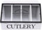 Maison Des Cadeaux Chic Wooden 4 Compartment Cutlery Holder, Utensil Organiser Box with Black Trim Window Lid for Dishware Kitchen Decor Accessory Storage