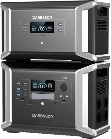 Dabbsson Generateur Electrique Portable DBS1400Pro avec Batterie Etendue DBS2100B, kit Générateur Solaire 3532Wh, Batteries LiFePO4 Semi-solides EV pour 4500 Cycles
