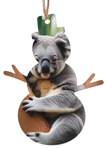 Hugging Tree Koala Print Wooden Christmas Ornaments Collection,Festive Xmas Tree Decorations