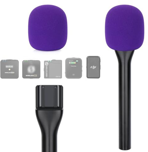 Interview GO Handheld Adapter - Microphone Handle for Rode Wireless GO II Mic, Wireless GO/Me/Pro, DJI Mic, DJI Mic 2, with Mic Cover Foam by YOUSHARES(Purple Foam)