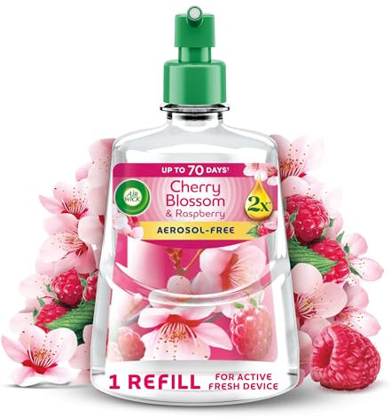 Air Wick Cherry Blossom & Raspberry Aerosol-Free Automatic Spray Refill 228ml, Lasts up to 70 Days, Air Freshener