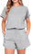 IWOLLENCE Hausanzug Damen Zweiteiler Sport Set Loungewear Damen Tracksuit mit Elastischem Bund und Taschen (Hell Grau, M)