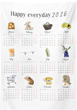 Kalender-Geschirrtuch 2025, monatlicher Wandteppich-Wandkalender, 12 Monate, Jahreskalender, Mutter, Ehefrau, Großmutter, Geschirrtuch, Wandkunst, Geschirrtuch-Kalender, für Esszimmer, Arbeitszimmer