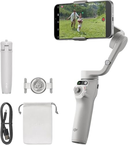 DJI Osmo Mobile 6 Gimbal per cellulare a 3 assi, traccia oggetti, asta di prolunga integrata, portatile e pieghevole, android e iPhone, stabilizzatore vlogging, YouTube TikTok Video, grigio platino