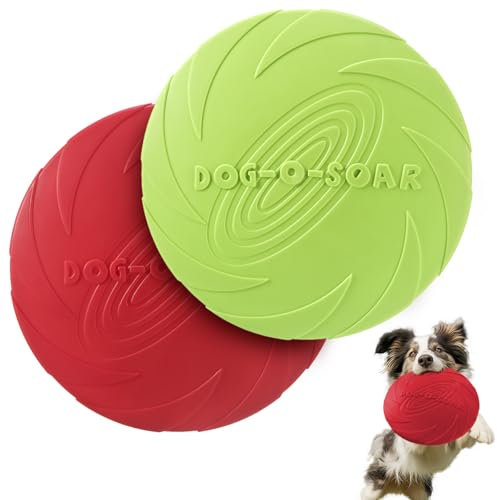 EEPLUYTY Frisbee Hund, 2er-Pack 18cm Hundefrisbee, Weiche Gummi-Frisbee, Geeignet Für Das Training Von Haustieren (Rot + Grün)