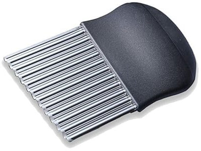 NEXROLA Gemüseschneider, Wellenschneider aus Edelstahl, Pommes-Schneider, Gemüsehobel mit Riffelung, zum Schneiden von Kartoffeln, Zwiebeln, Gurken, Karotten(Schwarz)