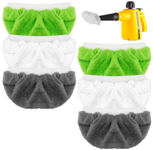 6 Stück Mikrofaser Überzugsset Dampfreinigerzubehör, Stoffbezug für die meisten Dampfreiniger, Ersatzbezug Tücher für Handdampfreiniger, für Küche, Bad, jede Art von Oberfläche, 3 Farben