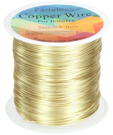 sourcing map Artistic Wire 203ft Length 24 Gauge Copper Craft Jewelry Wrapping Wire Tarnish Resistant Beading for Jewelry Making Supplies Crafting, Light Gold
