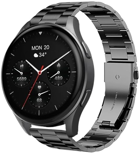 Blueshaweu 18mm 20mm Armband Kompatibel Für Hama Smartwatch 8900 1,32“ / 8900 1,43, Classic Edelstahl Uhrenarmband Kompatibel mit Hama 8900 Smartwatch
