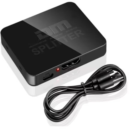 Knoruley -Compatible 4K Splitter 1 Input 2 Output - Video Amplifier for Dual Display on Monitors and Projectors