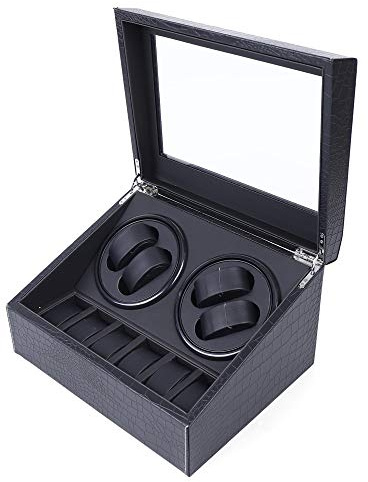FROPIJ Automatik Uhrenbeweger | Uhrenbox | Uhrenkasten | Automatisch Drehbares | 4+6 Fächer | Watch Box | Transparentes Fenster | Für Automatikuhren, Schmuck