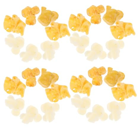 DIYEAH Künstliche Popcorn PVC Körner Realistische Popcorn Anhänger für DIY Schmuck Armband Halskette Ohrringe Schlüsselanhänger Bunte Dekoration Je Packung Zufälliger Stil