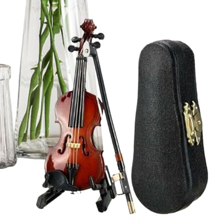 Jubilofex Spielbare kleine Violine, 12,7 cm, Schlüsselanhänger, dekoratives Musikinstrument, Basteln, für Schreibtisch, Bücherregal, Kinder, Sammler, Musikliebhaber, Hobbyisten, Rollenspiele