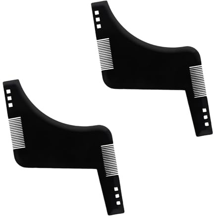 wilcractk Bartschablonen Set, 2 Schwarze Doppelseitige Bartschablonen mit Bürste, Bart Schablone Männer für Präzise Konturen, Styling und Pflege des Bartes