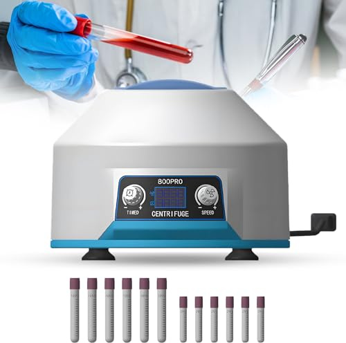 PRP Centrifuga, 6 x 15 ml, 4000 RPM 1953 x g, RCF Portatile Centrifuga Laboratorio con Timer da 1 – 99 min, Trasparente Lid & LED, per 5/7/10 ml, a basso rumore, per plasma, sangue, pratica medica