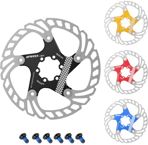 CYSKY Fahrrad Bremsscheibe mit 6 Schrauben 140mm/160mm/180mm/203mm CNC-gefräste Edelstahl Schwimmend Gelagerten Bremsscheiben für ebike, Rennrad, MTB, BMX, Fatbike, Gravel bike (Schwarz, 180mm)