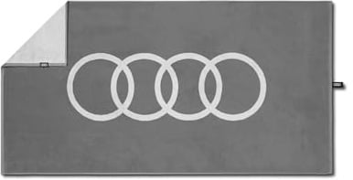 Audi 3132501300 Handtuch Badetuch 50x100cm Badehandtuch Strandtuch, grau, mit Audi Ringe Logo