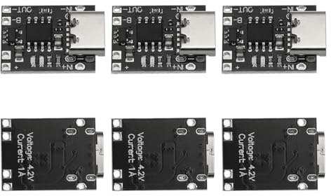 sourcing map 10Pcs tp4057 Charging Module Type-c USB 1A 3.7V Black | Lithium Battery Charger Module Charging Board
