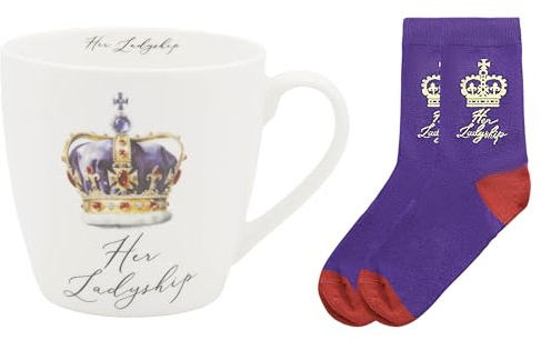 Lesser & Pavey His N Hers Her Ladyship Mug & Sock Set of 480ml | Coffee, Tea & Hot Drinks, Fine China, Daily Use, Practical Gift, Stacking Mugs, Kitchen Use, Perfect for Everyday, Reusable