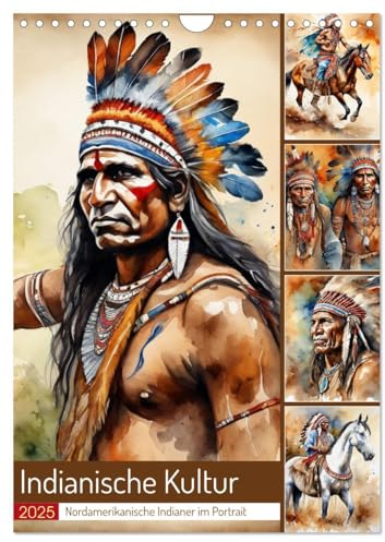 Indianische Kultur (Wandkalender 2025 DIN A4 hoch), CALVENDO Monatskalender: Nordamerikanische Indianer im Portrait - Aquarelle der KI (CALVENDO Kunst)