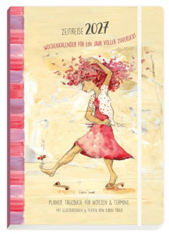 Terminplaner DIN A5 Zeitreise 2027 – Wochenkalender mit Hardcover | Eine Doppelseite je Woche mit Leseband und Monatsbereichen