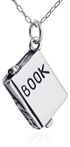 FashionJunkie4Life Halskette mit Anhänger in Buchform, Sterling-Silber 925, 46 cm