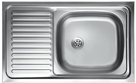 Lavello cucina vasca con gocciolatoio sx in acciaio da appoggio 50x80 cm