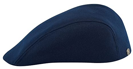 Sterkowski Norte | 100% Wolle Schirmmütze für Herren und Damen | Winter Schiebermütze Warm Flatcap Newsboy Cap Cabrio Ohrenklappen Schlägermütze Schildmütze Gatsby Golf Vintage Marineblau 61 cm