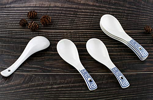 Syndecho - 6 cucharas soperas verdes de cerámica china para regalo de boda 4,2 x 14 cm