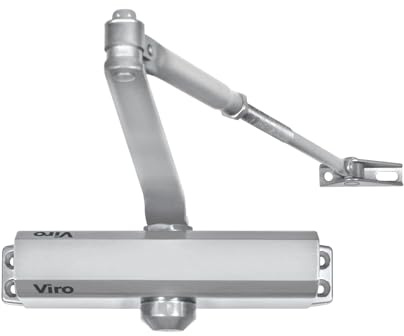 Viro - Chiudiporta Automatico, Braccio in Acciaio con Regolabile, Nero | Multiforza, Per Porte max. Largh. 110 cm Peso 85 kg